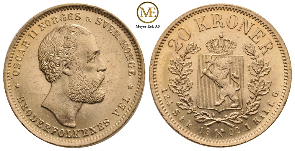 20 kroner 1902 Oscar II. Kv.0/01
