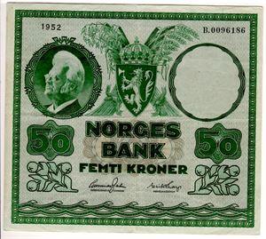 50 kroner 1952 B Ex. Skanfil 2015 Kv.1