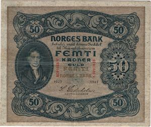 50 kroner 1927 A.9291628. Kv.1