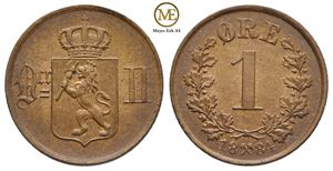 1 øre 1884 Oscar II. Kv.0