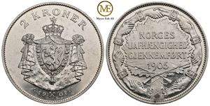 2 kroner 1907 Jub. m/gevær. Haakon VII. Kv.0