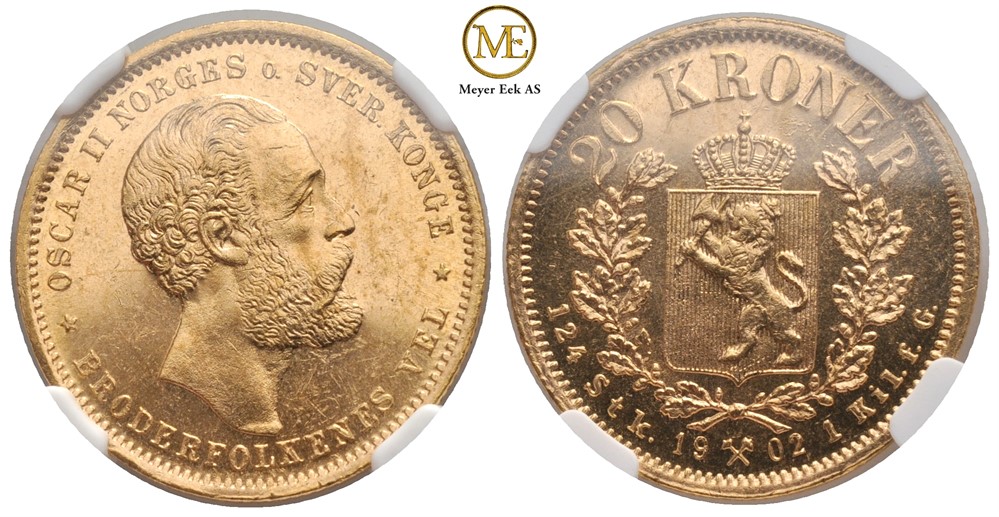 20 kroner 1902 Oscar II. Kv.0