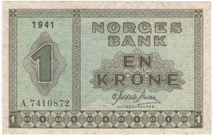 1 krone 1941 A.7410872. Kv.0