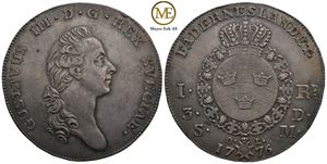 1 Riksdaler 1776 Gustav III. Kv.1+