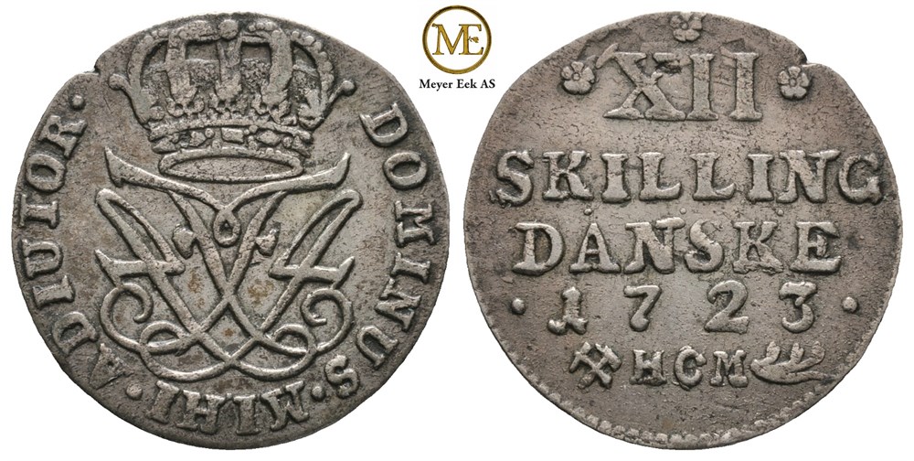 12 skilling 1723 Frederik IV. Kv.1+