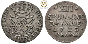 12 skilling 1723 Frederik IV. Kv.1+