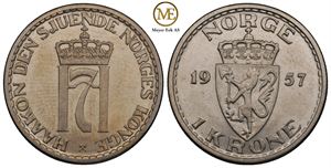 1 krone 1957 Haakon VII. Kv.0