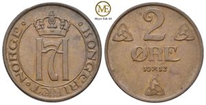 2 øre 1912 Haakon VII. Kv.0/01