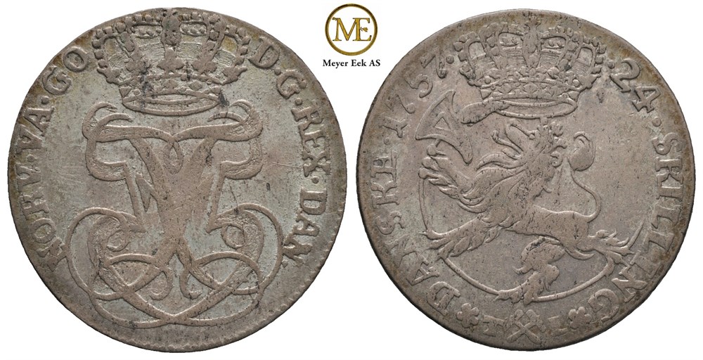 24 Skilling 1757 Frederik V. Kv.1+