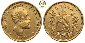 10 kroner 1877 Oscar II. Kv.01