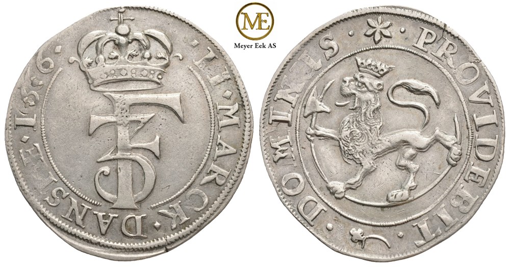 2 mark 1666 Frederik III. Kv.1+