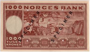 1000 kroner 1949 X.0000000 specimen. Kv.0