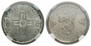 25 øre 1909 Haakon VII. Kv.0
