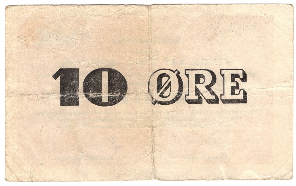10 øre Kings Bay Kull Komp. a/s. 1958/59. RR-Seddel. Kv.1-