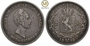 1/2 speciedaler 1846 Oscar I. Kv.1/1+