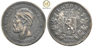 1 krone 1879 Oscar II. Kv.1+