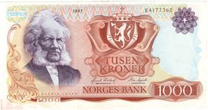 1000 kroner 1987 E.4177362. Kv.1