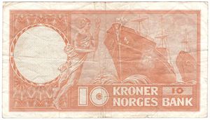 10 kroner 1970 Z.0795348 erstatningsseddel. Kv.1-