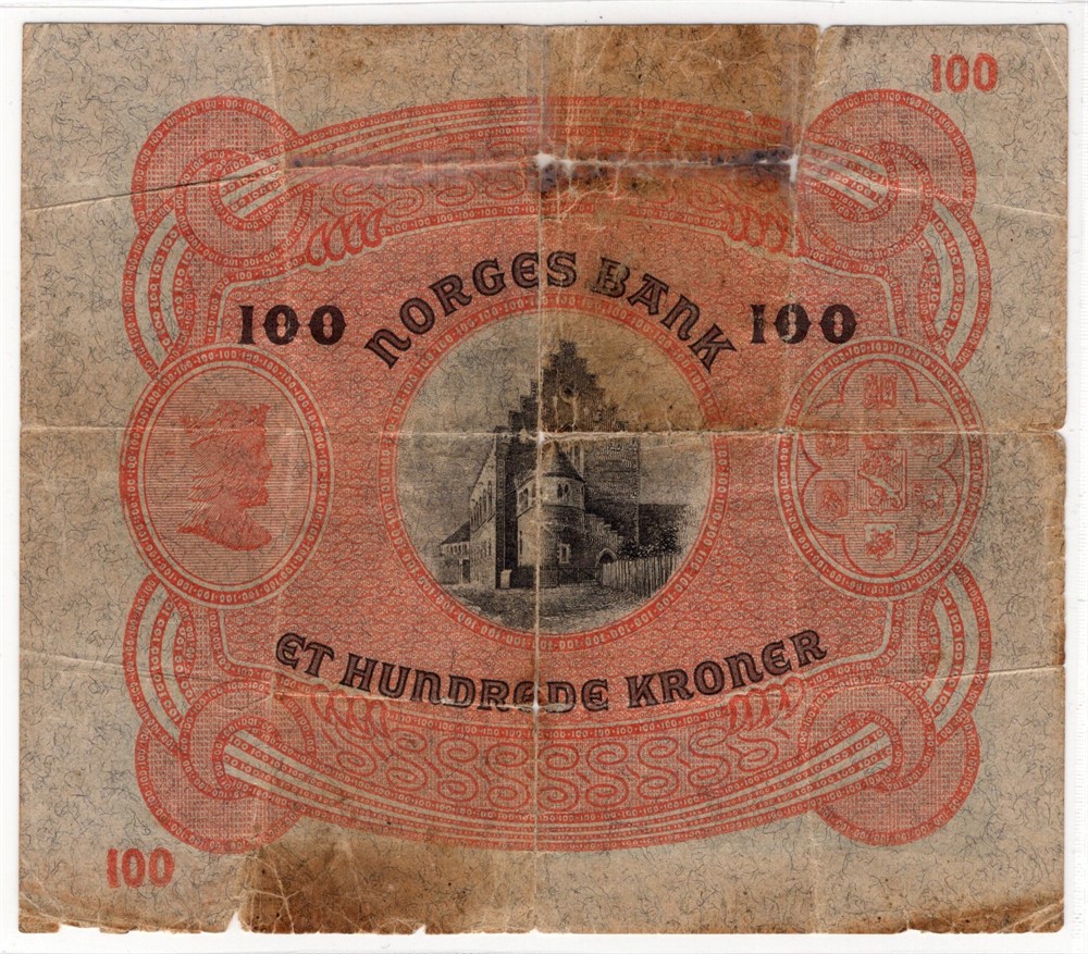 100 kroner 1903 A.0411744 RR-Sedde. Kv.1-/2