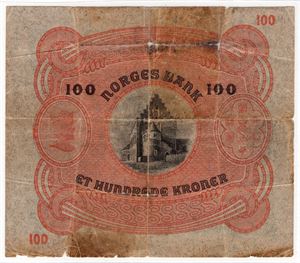 100 kroner 1903 A.0411744 RR-Sedde. Kv.1-/2