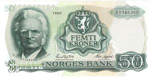 50 kroner 1980 Z. Erstatningsseddel. Kv.0