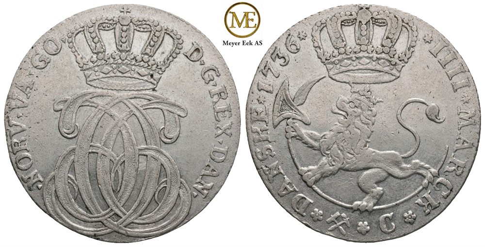 4 mark 1736 Christian VI. Kv.1+
