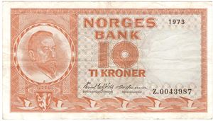 10 kroner 1973 Z.0043987. Kv.1