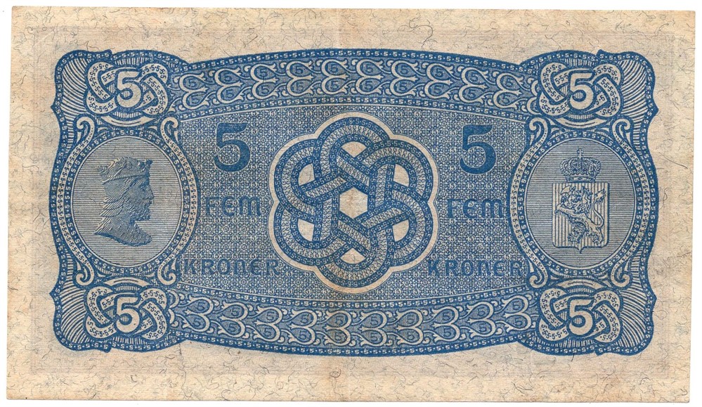 5 kroner 1935 N.9196889. S-seddel. Kv.1/1+