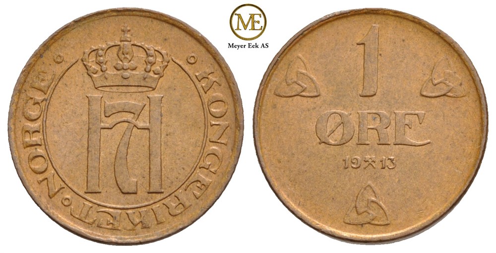 1 øre 1913 Haakon VII. Kv.0