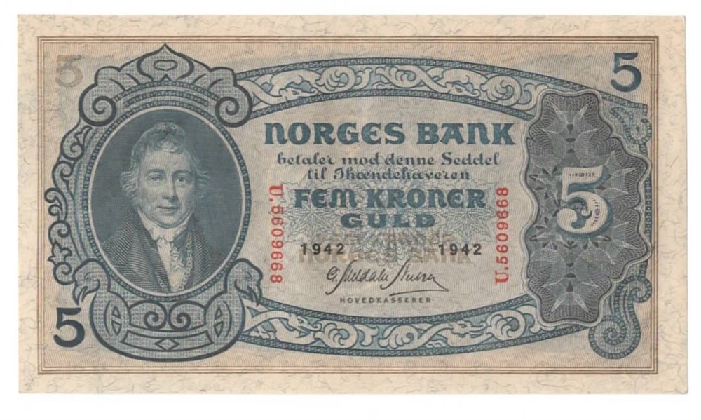 Norge 5 kroner 1942 U kv. 0