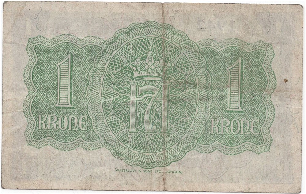 1 krone 1942 A.643022. London Utg. Kv.1/1-
