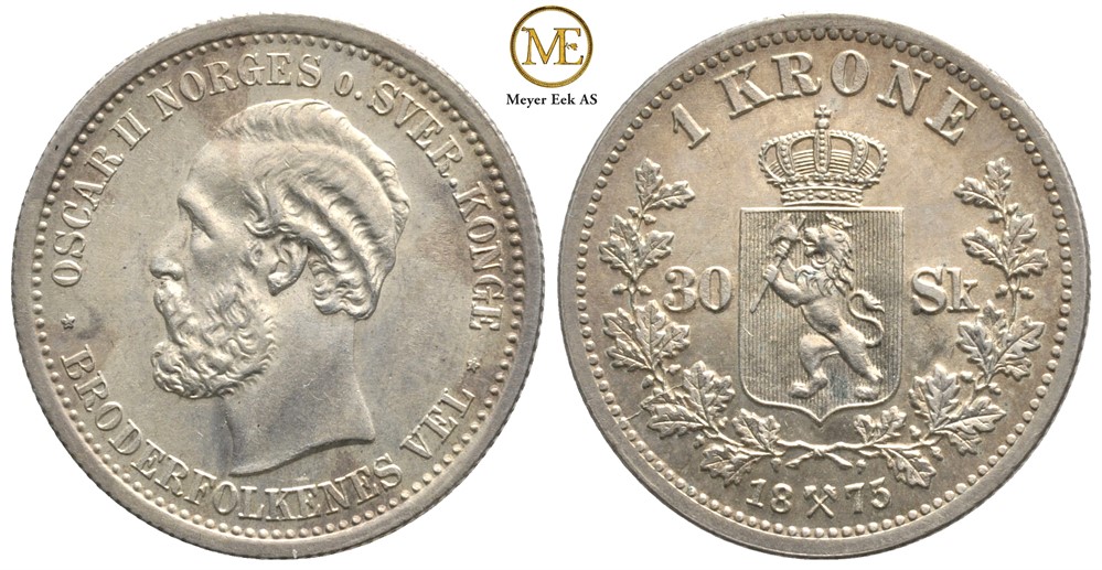 1 krone/30 skilling 1875 Oscar II. Kv.0