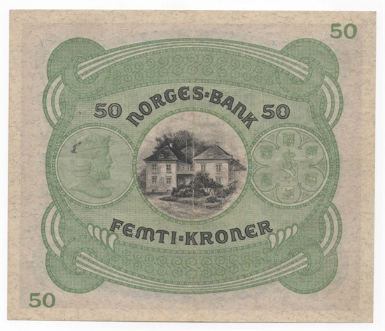 Norge 50 kroner 1937 B kv.1+