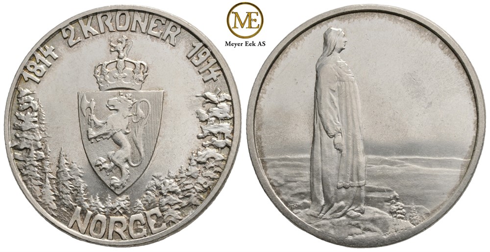 2 kroner 1914 Mor Norge. Haakon VII. Kv.0