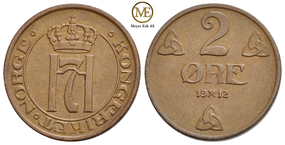 2 øre 1912 Haakon VII. Kv.0/01