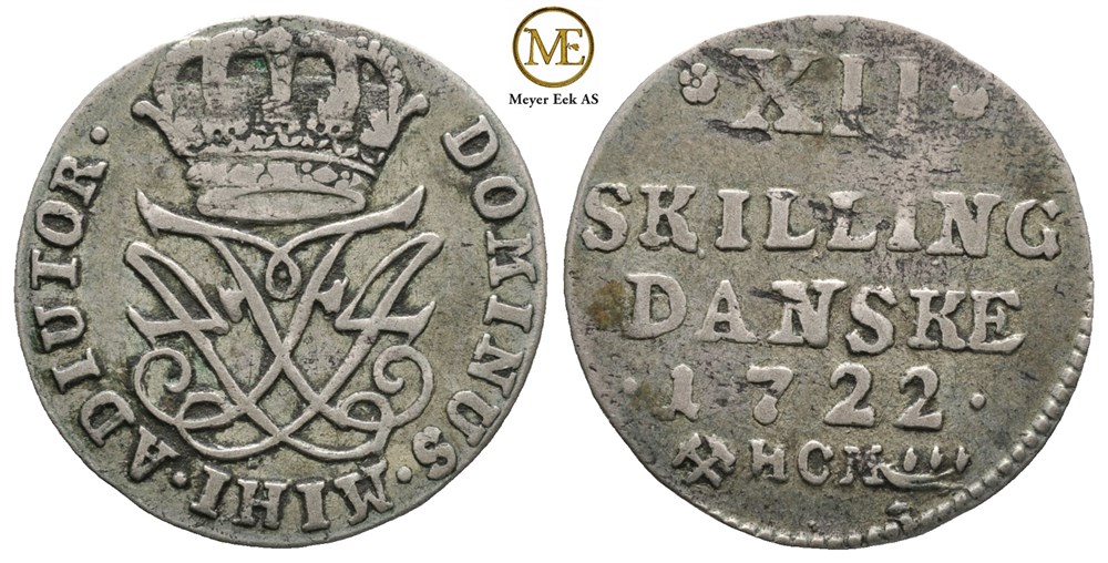 12 skilling 1722 Frederik IV. Kv.1+