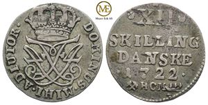 12 skilling 1722 Frederik IV. Kv.1+