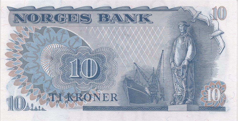 10 kroner 1972 QH erstatningsseddel. Kv.0