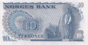 10 kroner 1972 QH erstatningsseddel. Kv.0