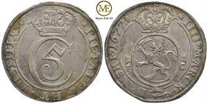 4 mark 1672 Christian V. "Mysteriekrone" RR. Kv.1+/01