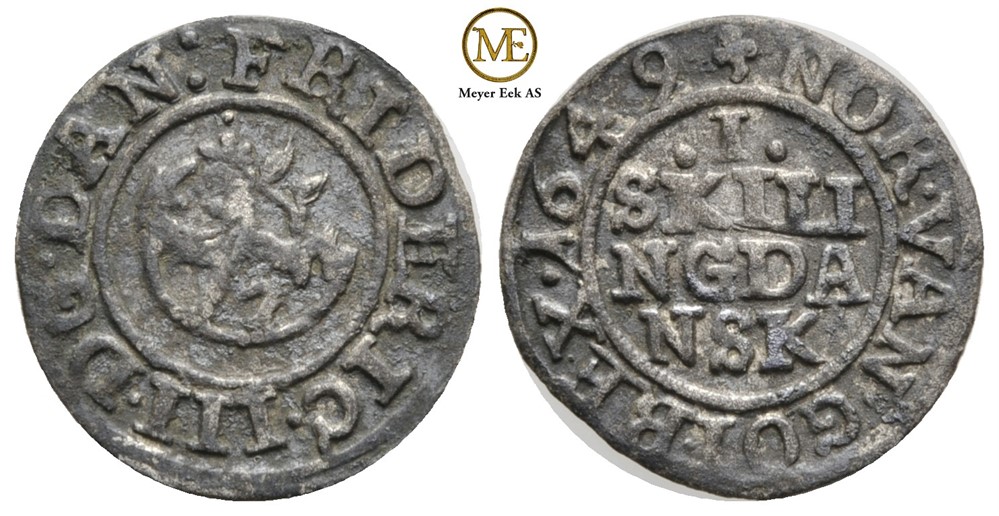 Skilling 1649 Christian IV. NMD.232. Kv.1+