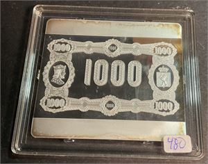 sølvseddel 1000 kr 110 gram