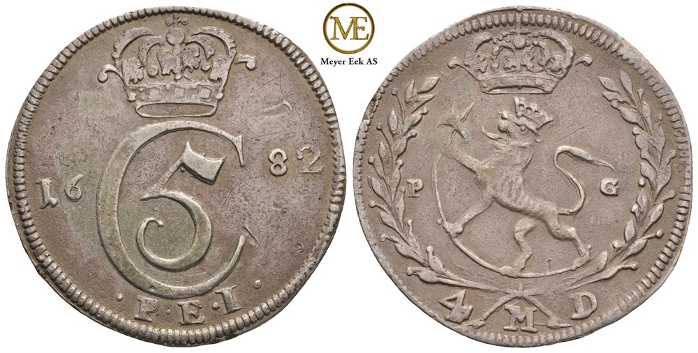 4 mark 1682 Christian V. Kv.1/1+