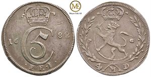 4 mark 1682 Christian V. Kv.1/1+