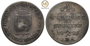 4 skilling 1825 Carl XIV Johan. Kv.1/1+