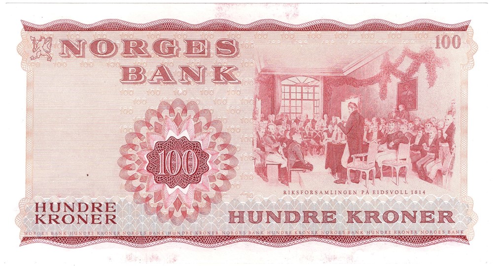 100 kroner 1970 X.4843600 Erstatningsseddel. Kv.0