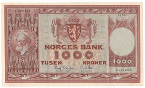 1000 kroner 1962 A.1974853. Kv.0/01