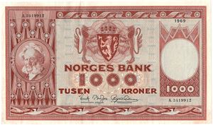 1000 kroner 1969 A.3419912. Kv.01