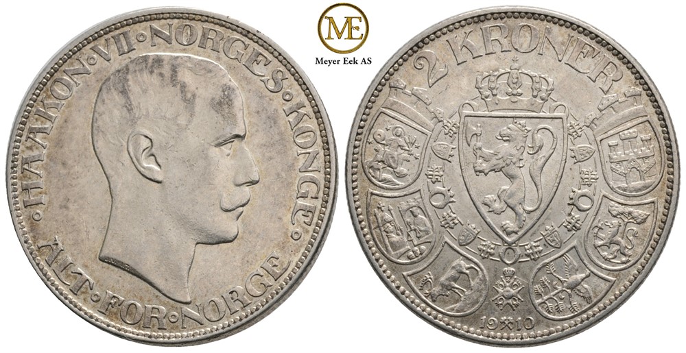 2 kroner 1910 Haakon VII. Kv.01
