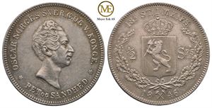 1/2 speciedaler 1846 Oscar I. Kv.0/01